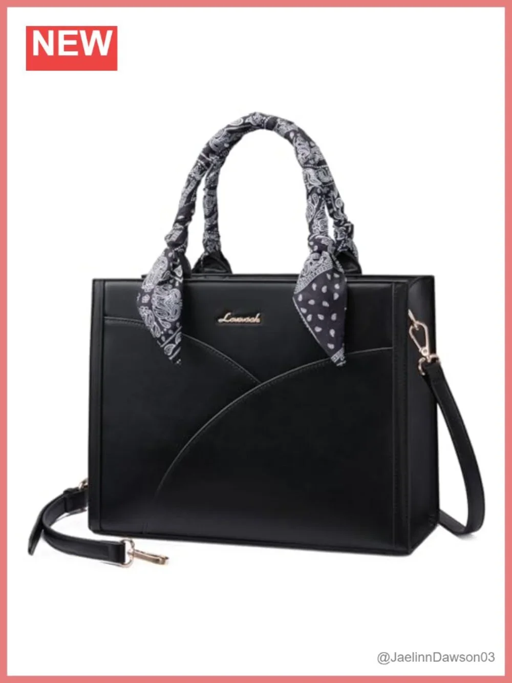 Women's Waterproof PU Leather Tote Satchel Handbag with Detachable Silk Scarf